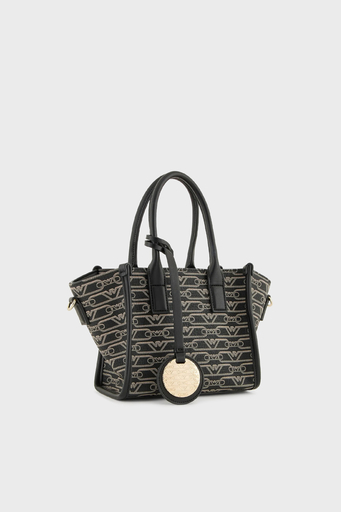 Emporio Armani Logolu Çıkarılabilir Omuz Askılı Bayan Çanta EW000371 AF11951 FC033 SİYAH-EKRU - 4