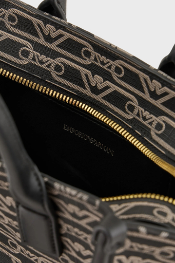 Emporio Armani Logolu Çıkarılabilir Omuz Askılı Bayan Çanta EW000371 AF11951 FC033 SİYAH-EKRU - 5