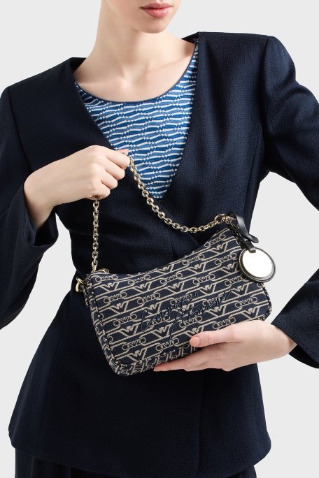 Emporio Armani Logolu Çıkarılabilir Zincir Askılı Bayan Çanta EW001892 AF16095 FB237 EKRU-LACİVERT - 2