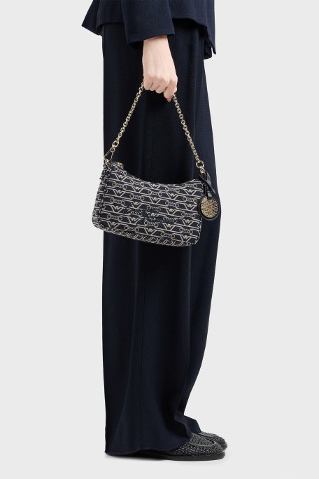 Emporio Armani Logolu Çıkarılabilir Zincir Askılı Bayan Çanta EW001892 AF16095 FB237 EKRU-LACİVERT - 3