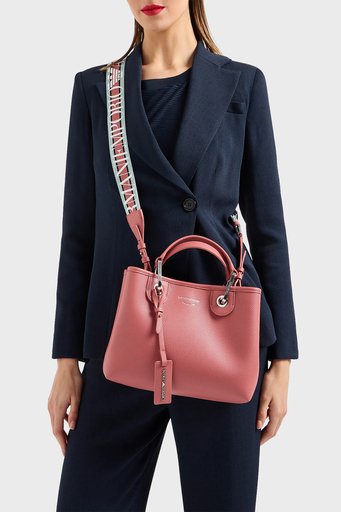 Emporio Armani Logolu Çıkartılabilir Omuz Askılı Bayan Çanta Y3D166 YFO5E 80654 GÜL KURUSU - 5
