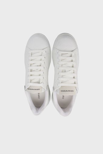 Emporio Armani Logolu Deri Sneaker Erkek Ayakkabı X4X264 XN819 A222 BEYAZ - 5