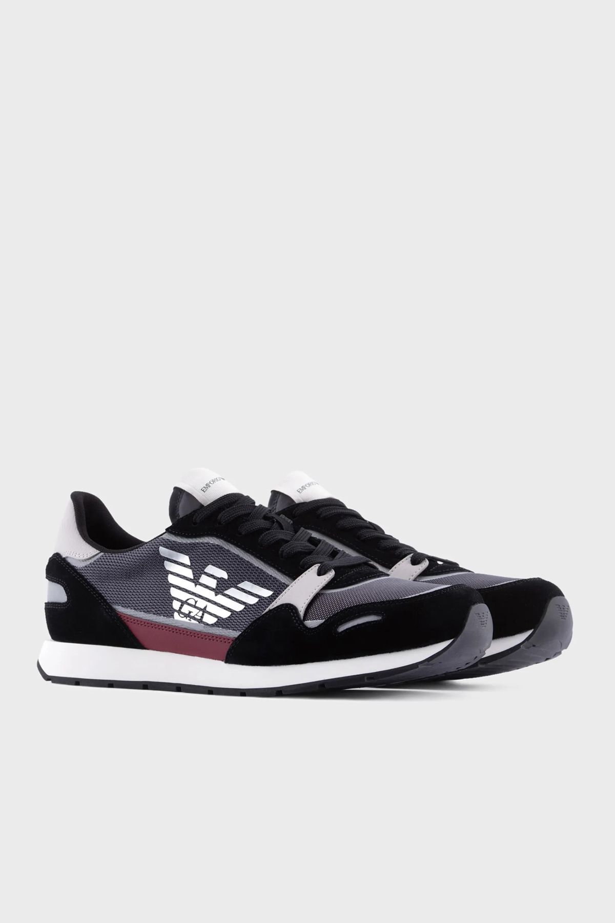 Emporio Armani Logolu Deri Sneaker Erkek Ayakkabı X4X537 XM678 S154 SİYAH-GRİ