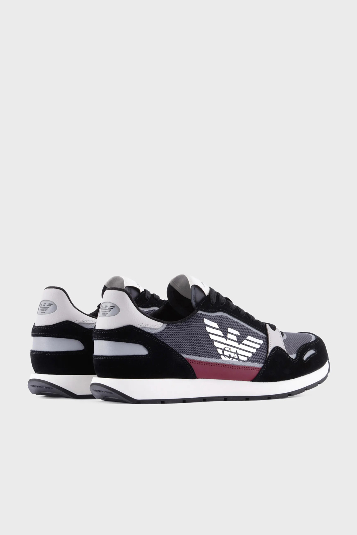 Emporio Armani Logolu Deri Sneaker Erkek Ayakkabı X4X537 XM678 S154 SİYAH-GRİ