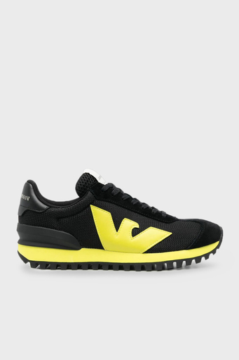 Emporio Armani Logolu Deri Sneaker Erkek Ayakkabı X4X583 XN647 S737 SİYAH - 1
