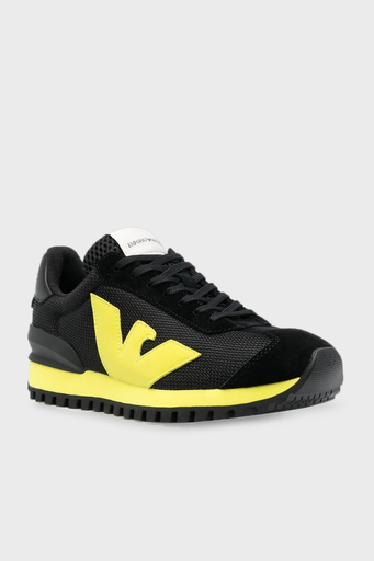 Emporio Armani Logolu Deri Sneaker Erkek Ayakkabı X4X583 XN647 S737 SİYAH - 2