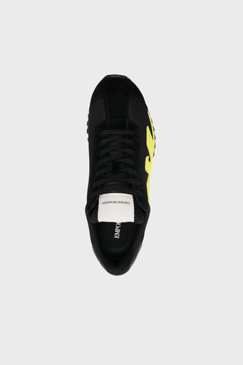 Emporio Armani Logolu Deri Sneaker Erkek Ayakkabı X4X583 XN647 S737 SİYAH - 4