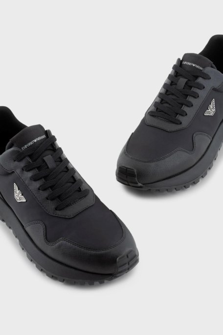 Emporio Armani Logolu Deri Sneaker Erkek Ayakkabı X4X630 XN877 K001 SİYAH - 3