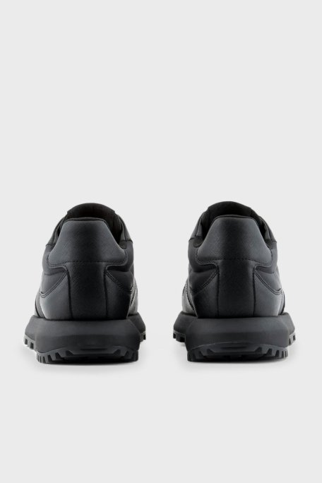 Emporio Armani Logolu Deri Sneaker Erkek Ayakkabı X4X630 XN877 K001 SİYAH - 4