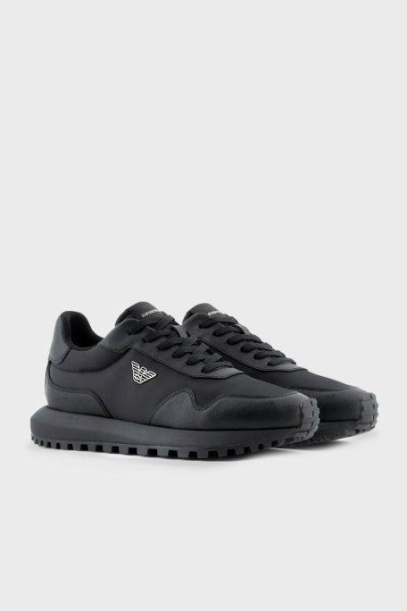 Emporio Armani Logolu Deri Sneaker Erkek Ayakkabı X4X630 XN877 K001 SİYAH - 6