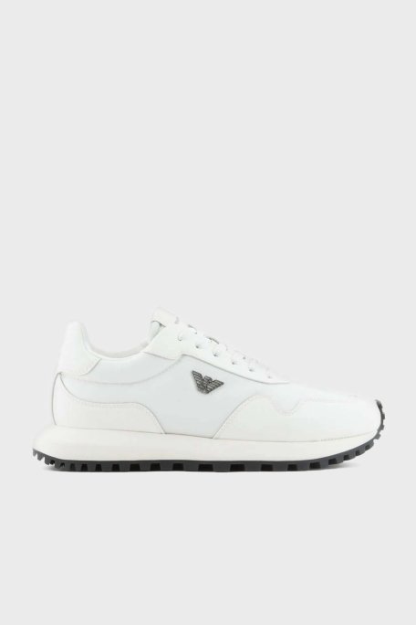 Emporio Armani Logolu Deri Sneaker Erkek Ayakkabı X4X630 XN877 M801 BEYAZ - 7