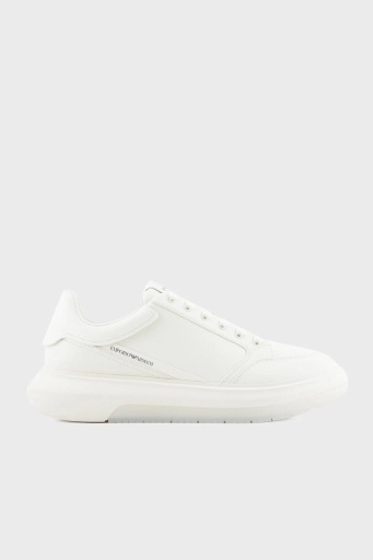 Emporio Armani Logolu Deri Sneaker Erkek Ayakkabı X4X633 XM964 M801 BEYAZ - 16