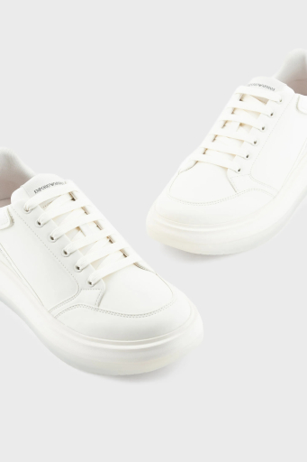 Emporio Armani Logolu Deri Sneaker Erkek Ayakkabı X4X633 XM964 M801 BEYAZ - 17