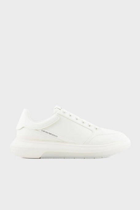 Emporio Armani Logolu Deri Sneaker Erkek Ayakkabı X4X633 XM964 M801 BEYAZ - 1