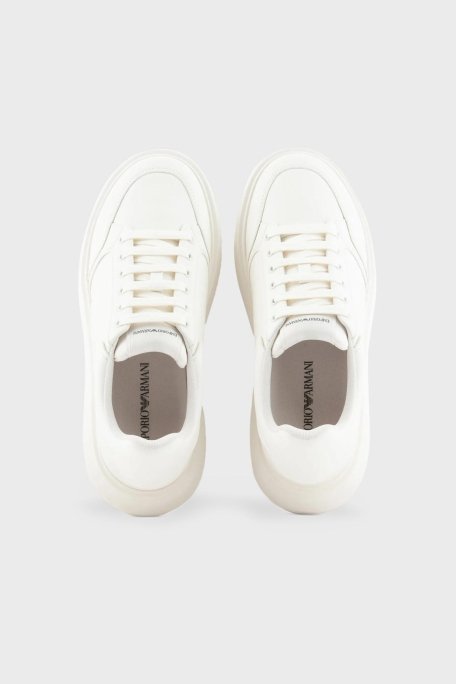 Emporio Armani Logolu Deri Sneaker Erkek Ayakkabı X4X633 XM964 M801 BEYAZ - 5