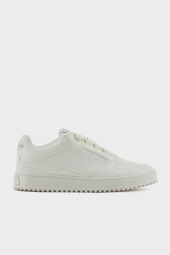 Emporio Armani Logolu Deri Sneaker Erkek Ayakkabı X4X636 XR070 00894 EKRU - 1