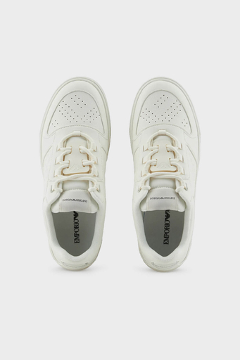 Emporio Armani Logolu Deri Sneaker Erkek Ayakkabı X4X636 XR070 00894 EKRU - 3