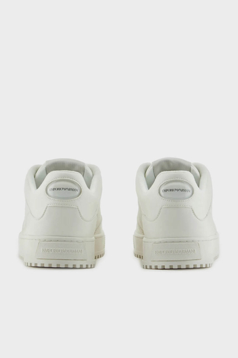 Emporio Armani Logolu Deri Sneaker Erkek Ayakkabı X4X636 XR070 00894 EKRU - 4