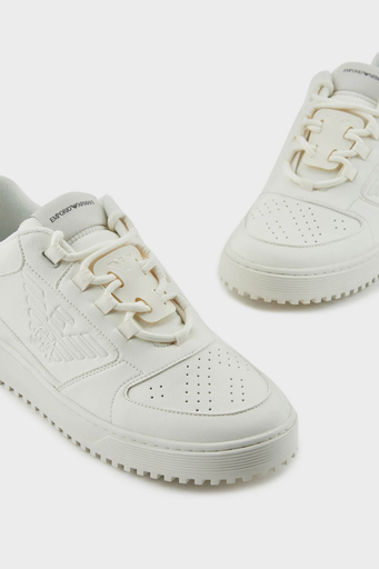 Emporio Armani Logolu Deri Sneaker Erkek Ayakkabı X4X636 XR070 00894 EKRU - 5