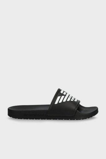 Emporio Armani Logolu Düz Unisex Terlik XVPS08 XN747 A120 SİYAH-BEYAZ - 1