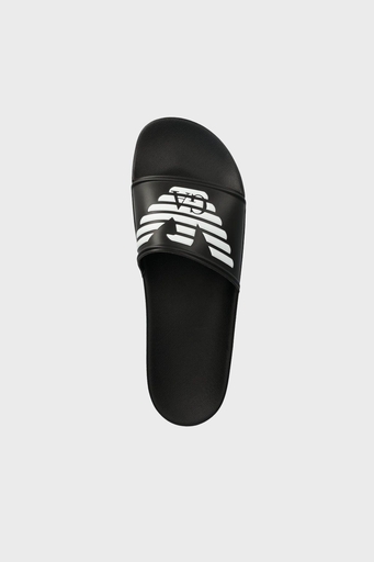 Emporio Armani Logolu Düz Unisex Terlik XVPS08 XN747 A120 SİYAH-BEYAZ - 3