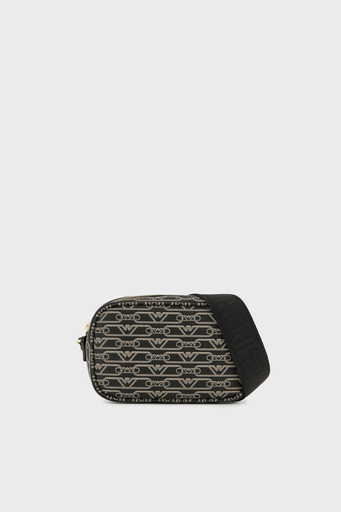 Emporio Armani Logolu Fermuarlı Çıkarılabilir Omuz Askılı Bayan Çanta EW000537 AF11951 FC033 SİYAH-EKRU - 1