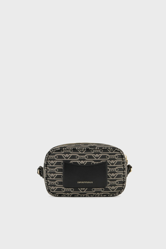 Emporio Armani Logolu Fermuarlı Çıkarılabilir Omuz Askılı Bayan Çanta EW000537 AF11951 FC033 SİYAH-EKRU - 3