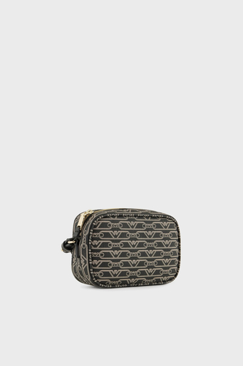 Emporio Armani Logolu Fermuarlı Çıkarılabilir Omuz Askılı Bayan Çanta EW000537 AF11951 FC033 SİYAH-EKRU - 4