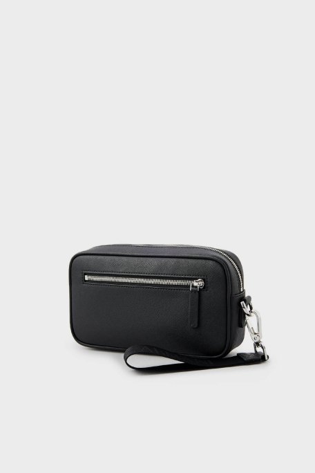 Emporio Armani Logolu Fermuarlı Erkek Traş Çantası Y4R356 Y138E 81072 SİYAH - 3