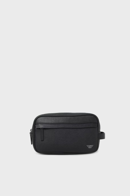 Emporio Armani Logolu Fermuarlı Erkek Traş Çantası Y4R546 Y138E 81072 SİYAH - 1