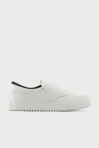 Emporio Armani Logolu Hakiki Deri Slip-On Erkek Ayakkabı X4Y003 XF650 00894 BEYAZ - 1