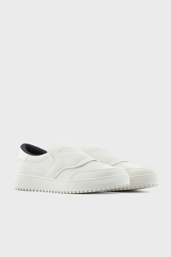 Emporio Armani Logolu Hakiki Deri Slip-On Erkek Ayakkabı X4Y003 XF650 00894 BEYAZ - 2
