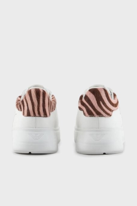 Emporio Armani Logolu Hakiki Deri Sneaker Bayan Ayakkabı X3X024 XN388 R297 BEYAZ - 4