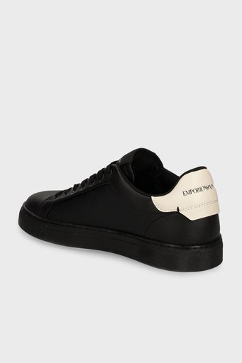Emporio Armani Logolu Hakiki Deri Sneaker Erkek Ayakkabı X4X598 XD431 U166 SİYAH - 3