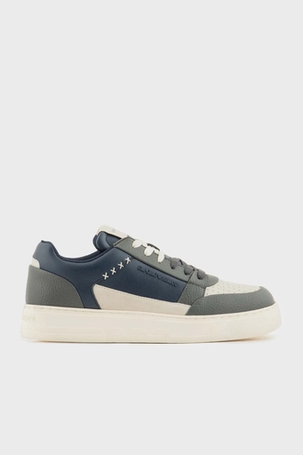 Emporio Armani Logolu Hakiki Deri Sneaker Erkek Ayakkabı X4X657 XR101 T848 LACİVERT - 7