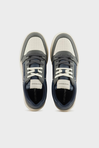 Emporio Armani Logolu Hakiki Deri Sneaker Erkek Ayakkabı X4X657 XR101 T848 LACİVERT - 9