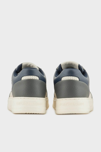 Emporio Armani Logolu Hakiki Deri Sneaker Erkek Ayakkabı X4X657 XR101 T848 LACİVERT - 10