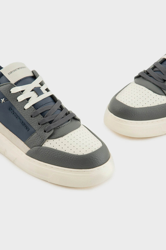 Emporio Armani Logolu Hakiki Deri Sneaker Erkek Ayakkabı X4X657 XR101 T848 LACİVERT - 11