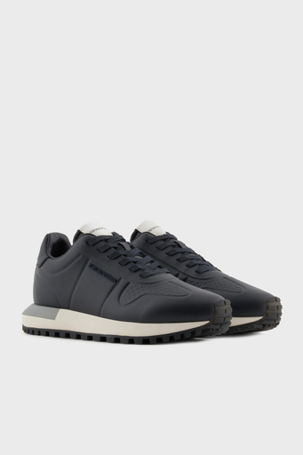 Emporio Armani Logolu Hakiki Deri Sneaker Erkek Ayakkabı X4X684 XR323 00002 SİYAH - 2