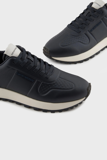 Emporio Armani Logolu Hakiki Deri Sneaker Erkek Ayakkabı X4X684 XR323 00002 SİYAH - 4