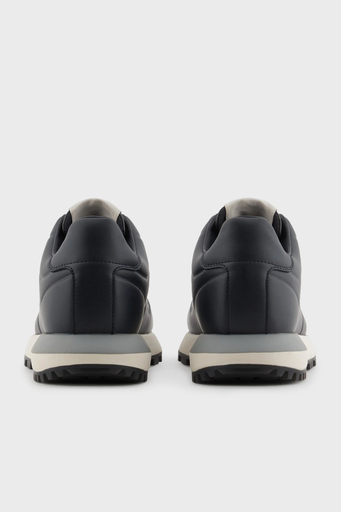 Emporio Armani Logolu Hakiki Deri Sneaker Erkek Ayakkabı X4X684 XR323 00002 SİYAH - 5