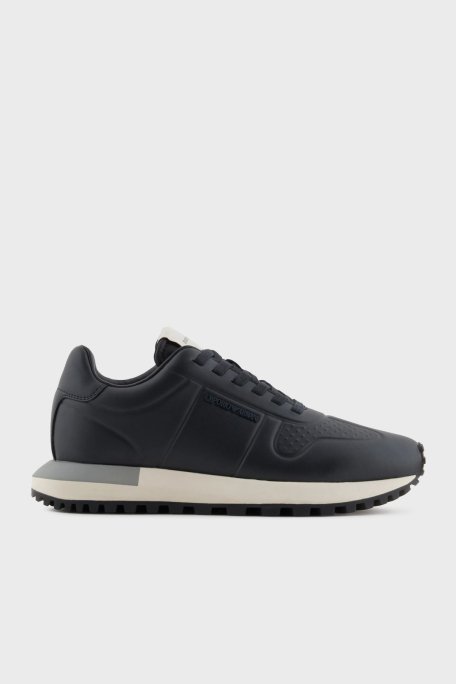 Emporio Armani Logolu Hakiki Deri Sneaker Erkek Ayakkabı X4X684 XR323 00002 SİYAH - 1
