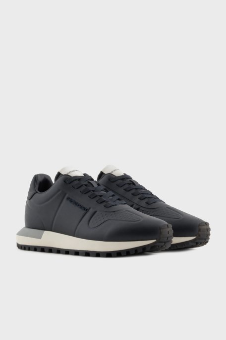 Emporio Armani Logolu Hakiki Deri Sneaker Erkek Ayakkabı X4X684 XR323 00002 SİYAH - 2