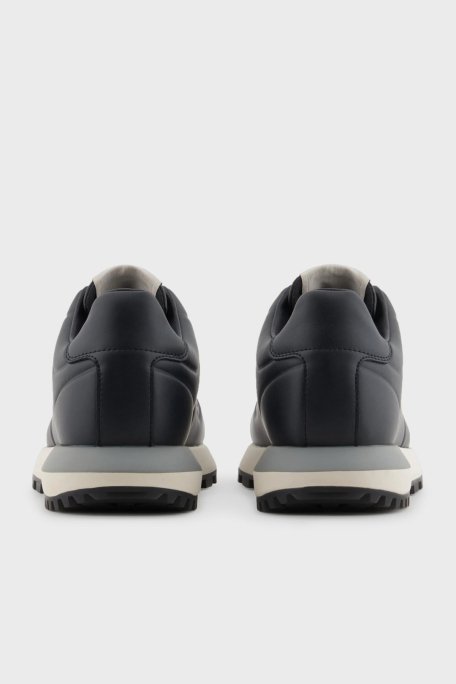 Emporio Armani Logolu Hakiki Deri Sneaker Erkek Ayakkabı X4X684 XR323 00002 SİYAH - 5