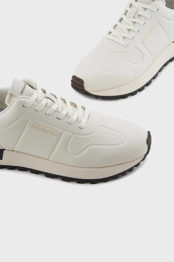 Emporio Armani Logolu Hakiki Deri Sneaker Erkek Ayakkabı X4X684 XR323 00894 BEYAZ - 4