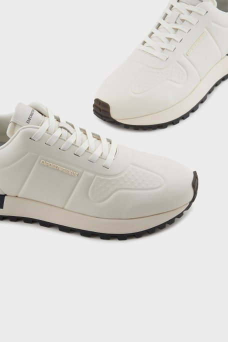 Emporio Armani Logolu Hakiki Deri Sneaker Erkek Ayakkabı X4X684 XR323 00894 BEYAZ - 4