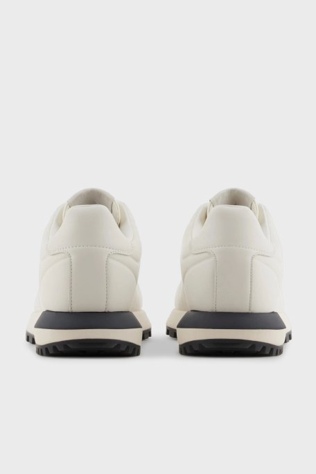 Emporio Armani Logolu Hakiki Deri Sneaker Erkek Ayakkabı X4X684 XR323 00894 BEYAZ - 5