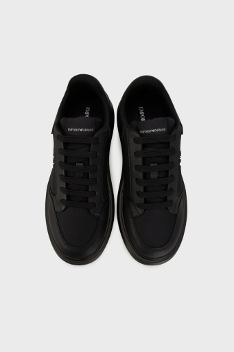 Emporio Armani Logolu Kalın Taban Sneaker Erkek Ayakkabı X4X633 XR325 K001 SİYAH - 4
