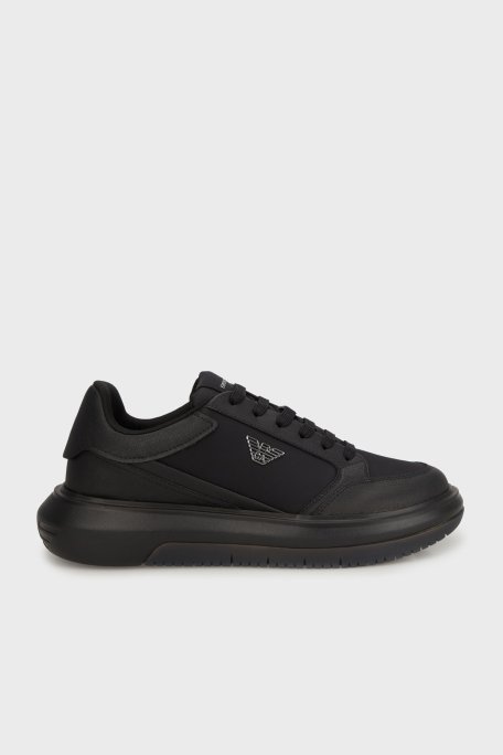 Emporio Armani Logolu Kalın Taban Sneaker Erkek Ayakkabı X4X633 XR325 K001 SİYAH - 1