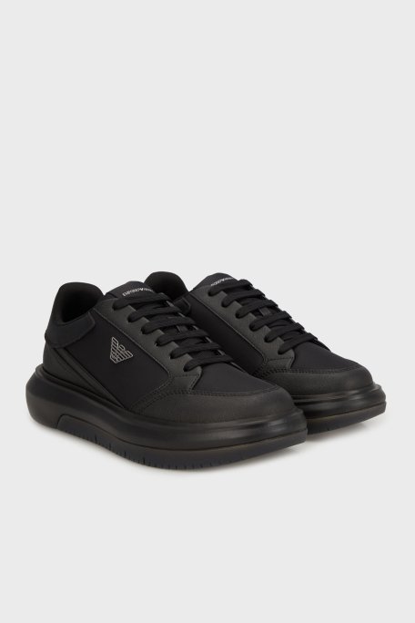 Emporio Armani Logolu Kalın Taban Sneaker Erkek Ayakkabı X4X633 XR325 K001 SİYAH - 2